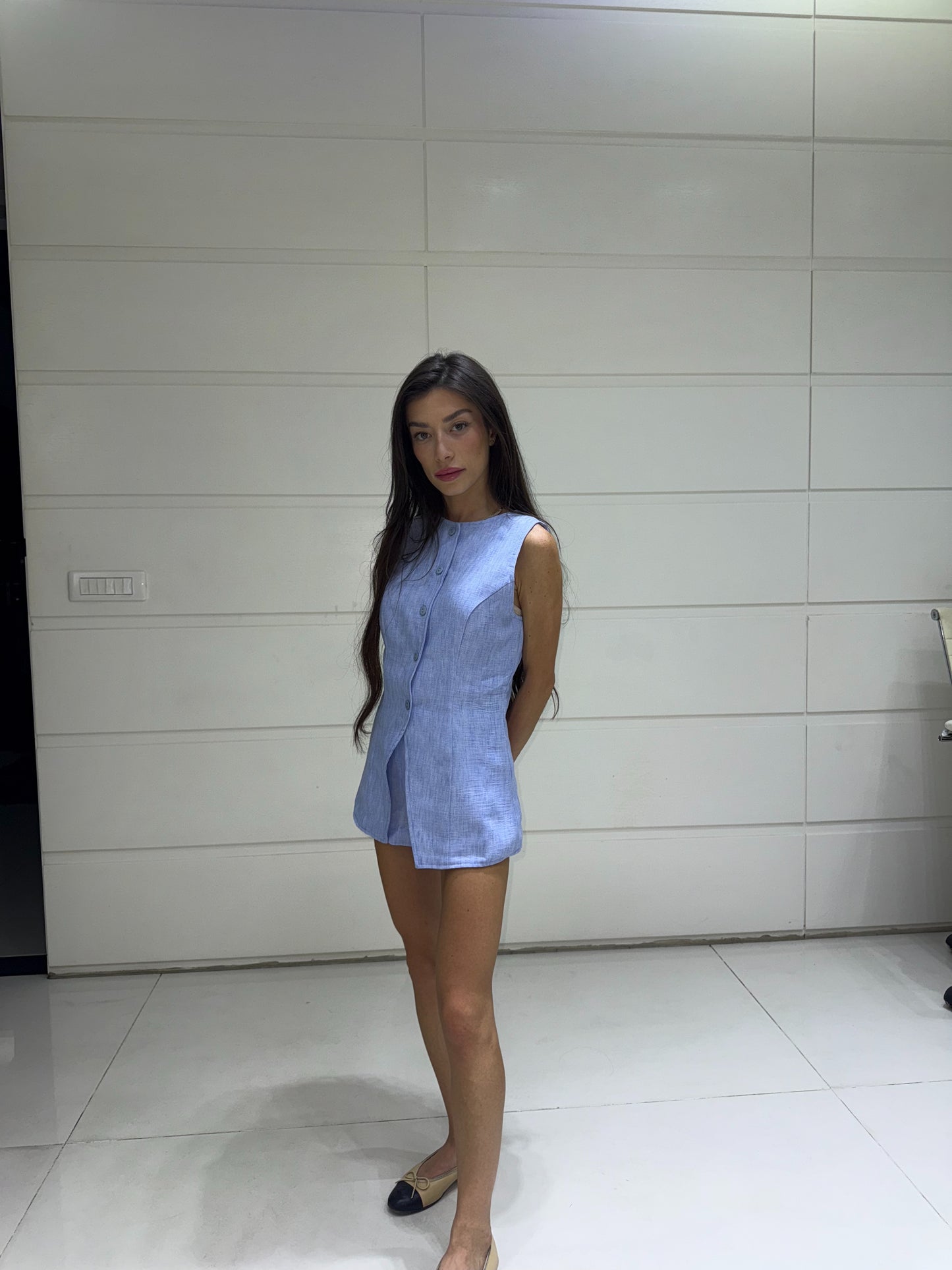 Petite Sky Blue Linen Set
